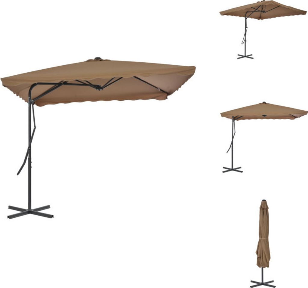 vidaXL Sonnenschirm mit Stahlmast 250 x 250 cm Taupe - Sonnenschirme & Sonnenschutze