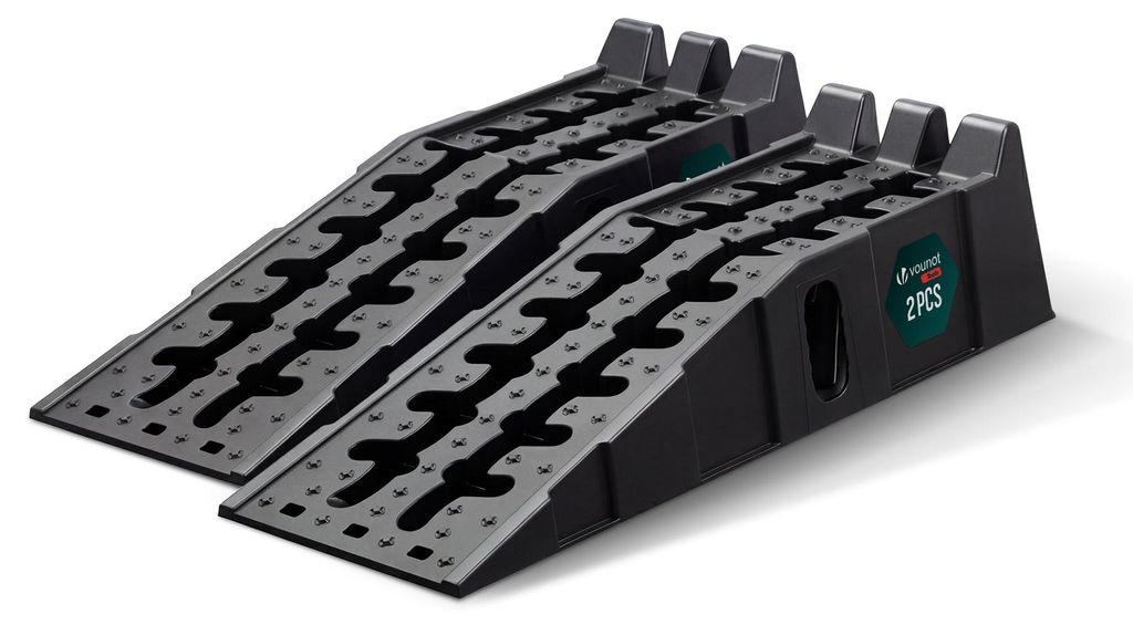 VOUNOT 2er Set Auffahrrampe PKW bis 5T PP 91x30.5x22cm Schwarz