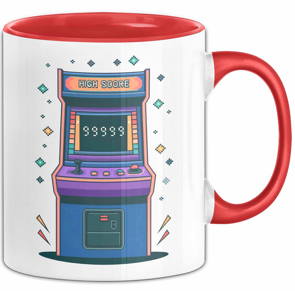 Arcade Enthusiast Tasse Geschenk Lustige Geschenkidee Spruch Für Highscore Jäger (Rot)