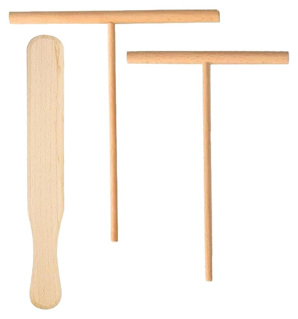 3-teiliges Crêpe-Verteiler-Set, bestehend aus 2 T-förmigen Teigverteilern (12/18 cm) und 1 Teigspatel (30 cm), einem flachen Crêpe-Spatel, einem...