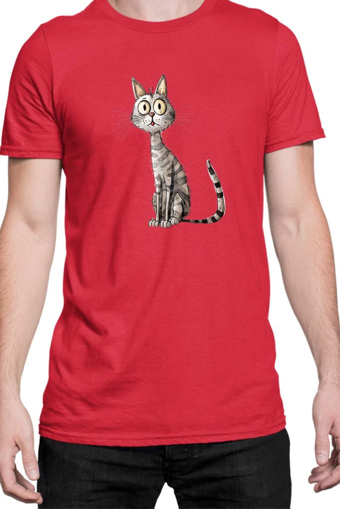 Herren T-Shirt Funny Cats Breeds Egyptian Mau Cat 020, Man S / Rot