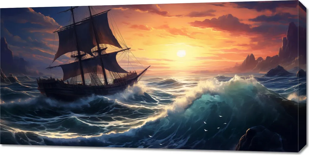 Tableau Image 100 x 50 cm Vagues agitées lors d'une traversée océanique