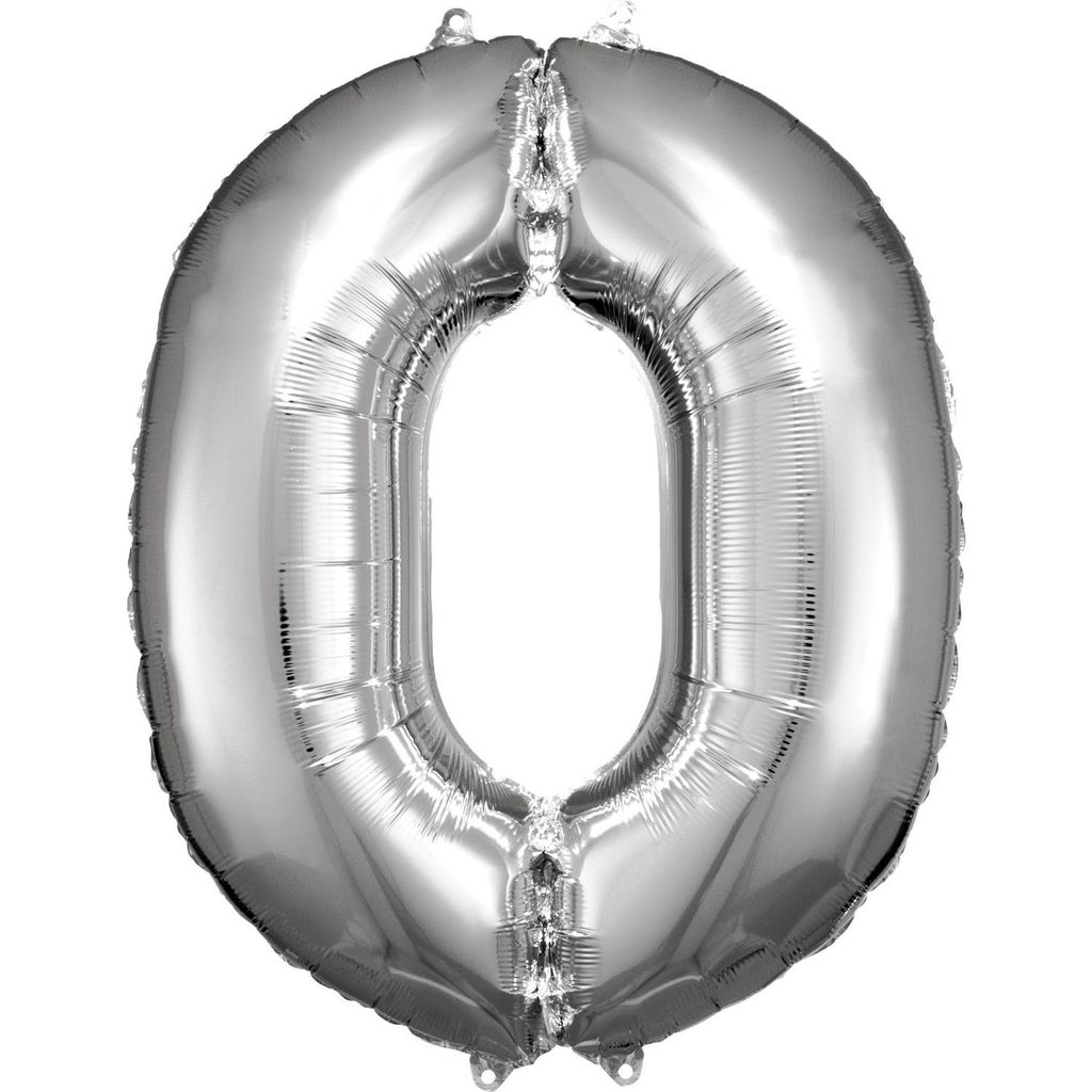 Fóliový balón číslo 0 strieborný - 83 cm Obrázok produktu 