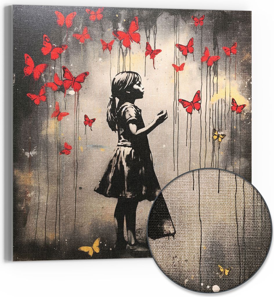DEQOART Hybrid Leinwand Bild 30x30 cm 'Schmetterlingsträume' Wandbild Glas flach modern