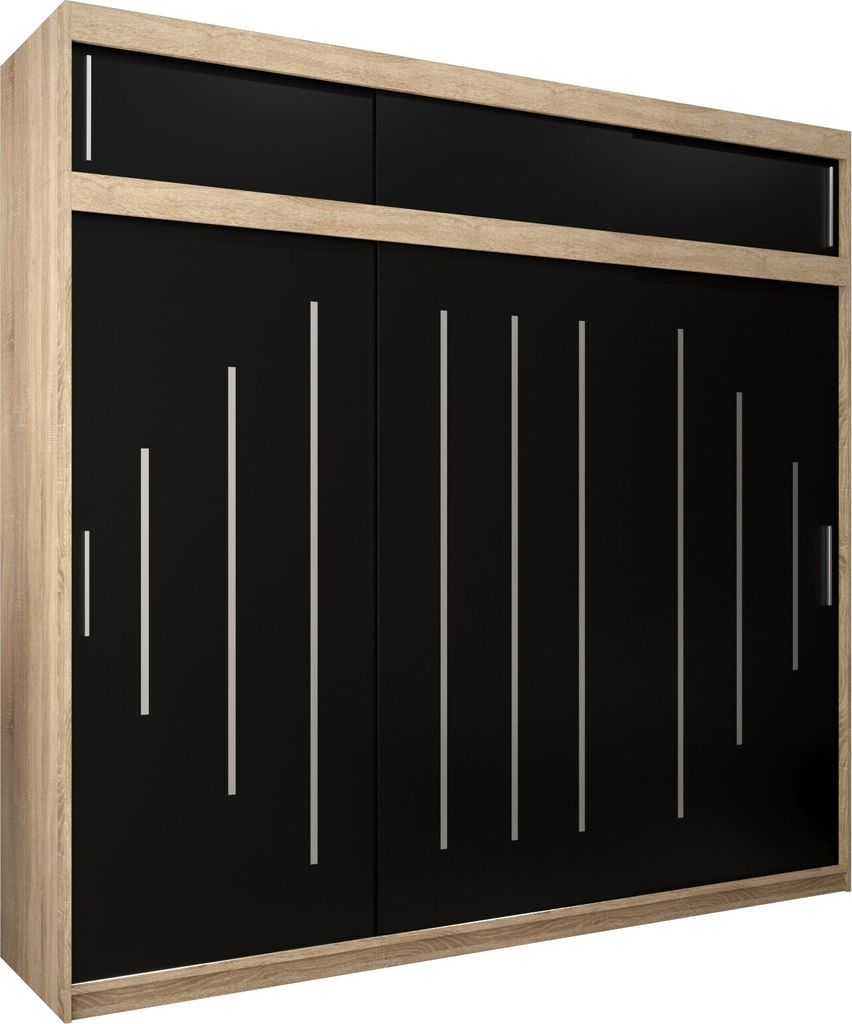 Kleiderschrank, Schiebetürenschrank Schlafzimmer, Schrank YORK 250 mit Aufsatz, Höhe 240 cm