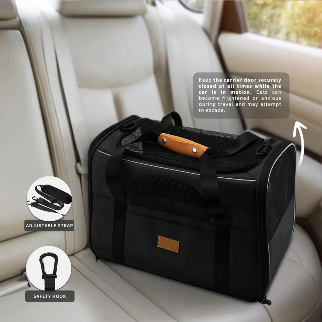 Borsa a Tracolla Nera per Cani e Gatti - Design Elegante e Funzionale - 7