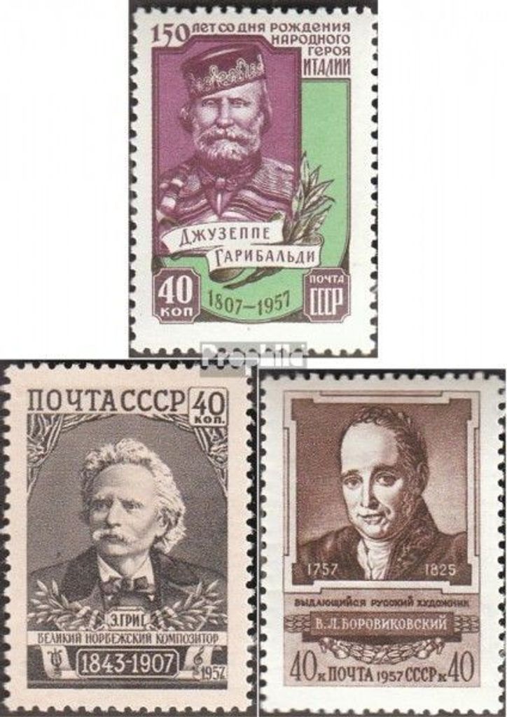 Briefmarken Sowjetunion 1957 Mi 2033,2034,2035 (kompl.Ausg.) gestempelt Giuseppe Garibaldi