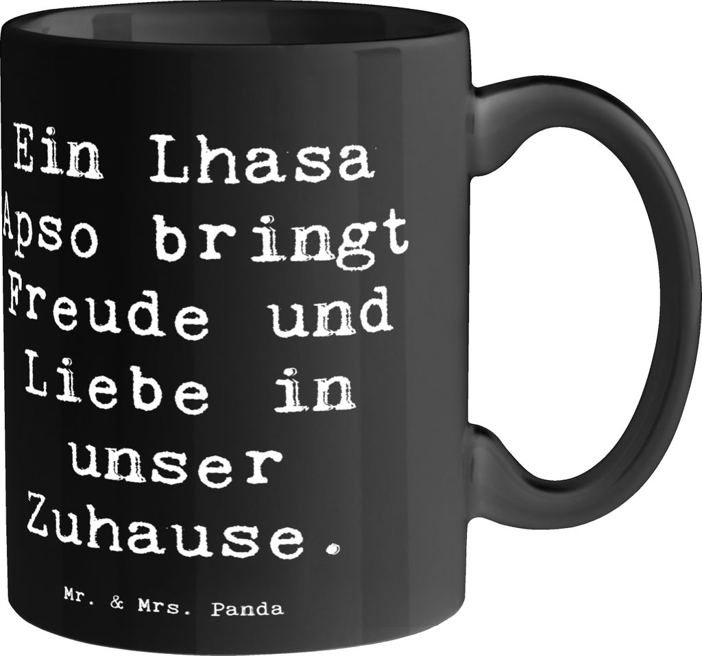 Mr. & Mrs. Panda Becher Spruch Lhasa Apso Freude - Schwarz - Geschenk, Kaffeebecher, Hunderasse, freundlich, Hund mit Charakter, Tasse, Hunderassen...