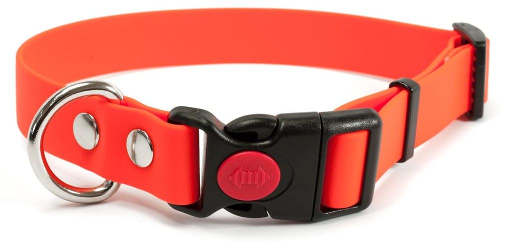 Mystique Biothane Safety Klick Halsband 25mm 55-65cm neon orange
