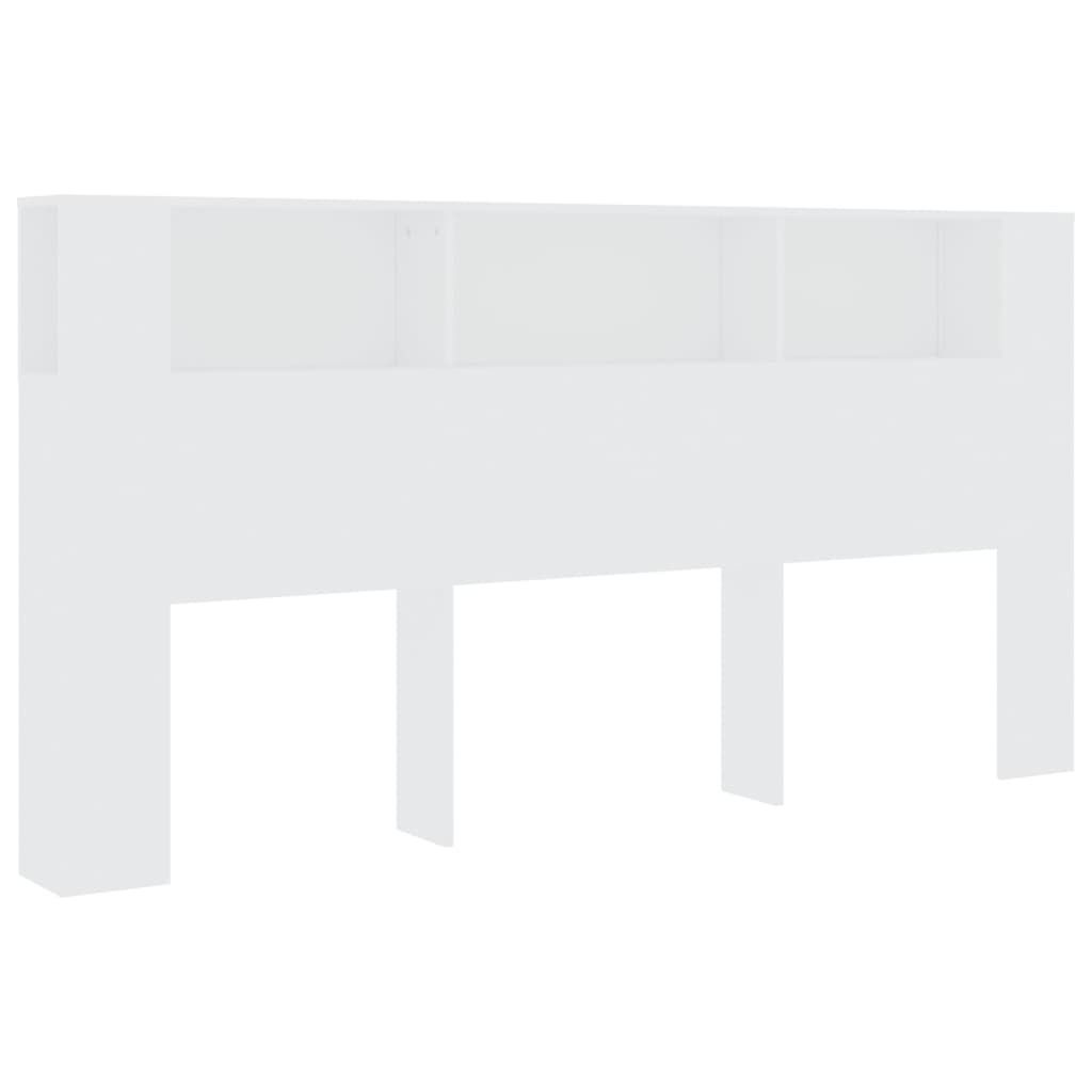 vidaXL Kopfteil mit Ablagen Weiß 200x18,5x104,5 cm