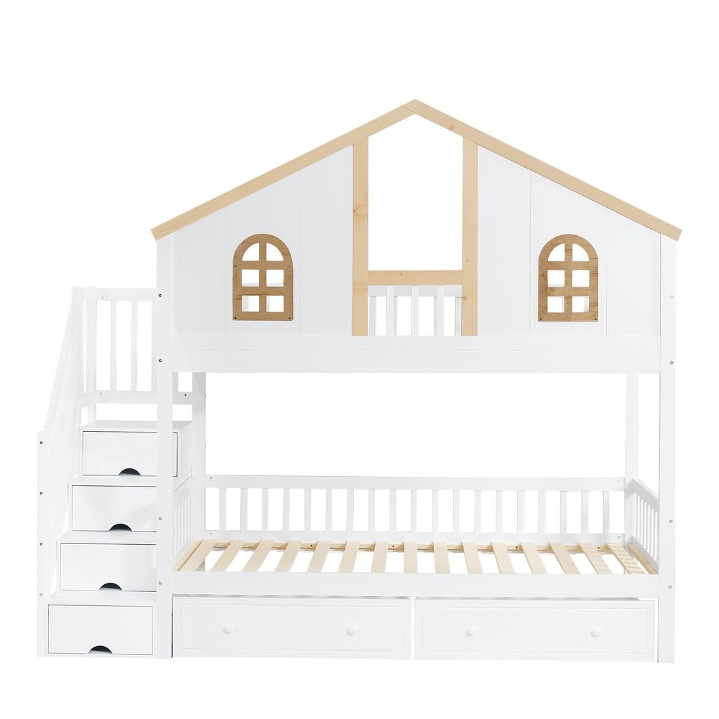 Flieks Etagenbett 90x200cm mit Schubladen, Kinderbett Produktbild 