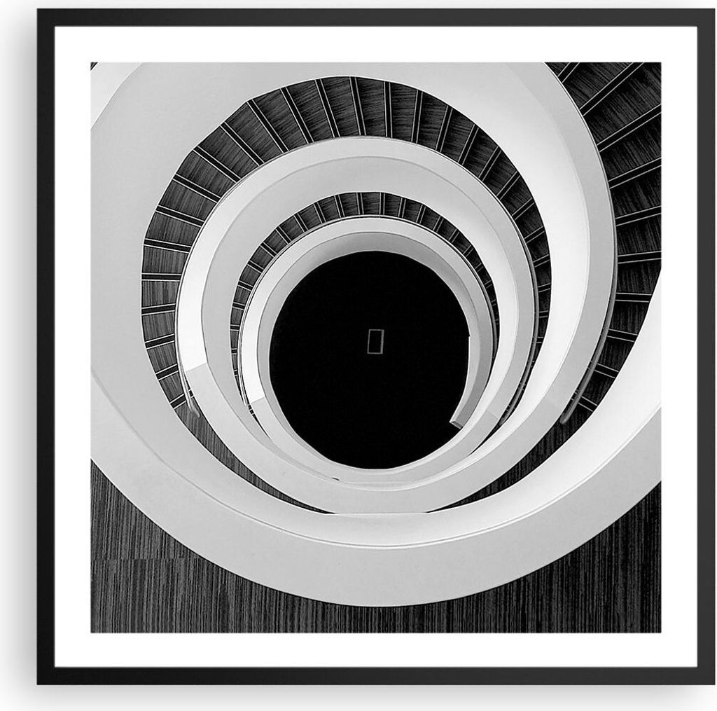 Gerahmtes Poster - Schwarzer Rahmen - Stück Modern Treppe - Produktbild 