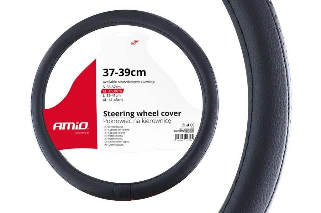 AMiO 02564 Lenkradbezug Ø37-39cm Schwarz Lenkradhülle Produktbild 