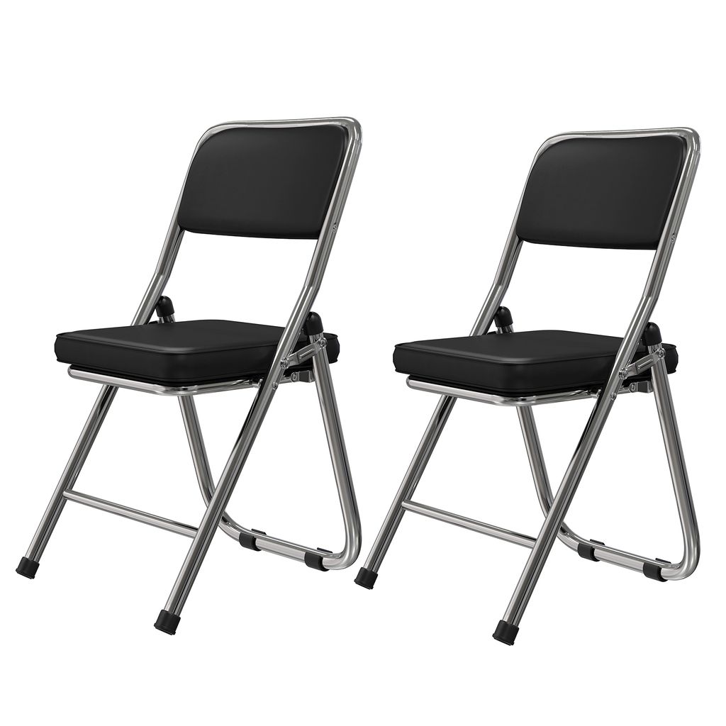 2er Set Klappstühle Stuhl klappbar Metall Gepolstert Produktbild 