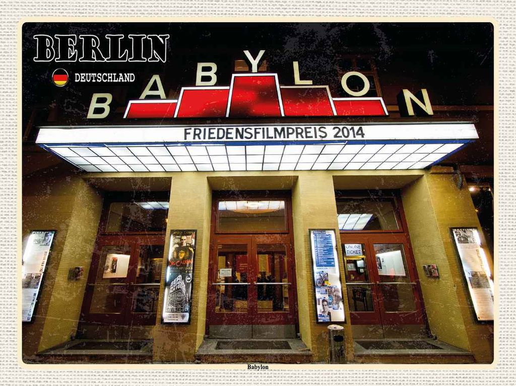 vianmo Holzschild 30x40 cm Berlin Deutschland Babylon Kino Bildmotiv Reisemotiv Abenteuer Reisen