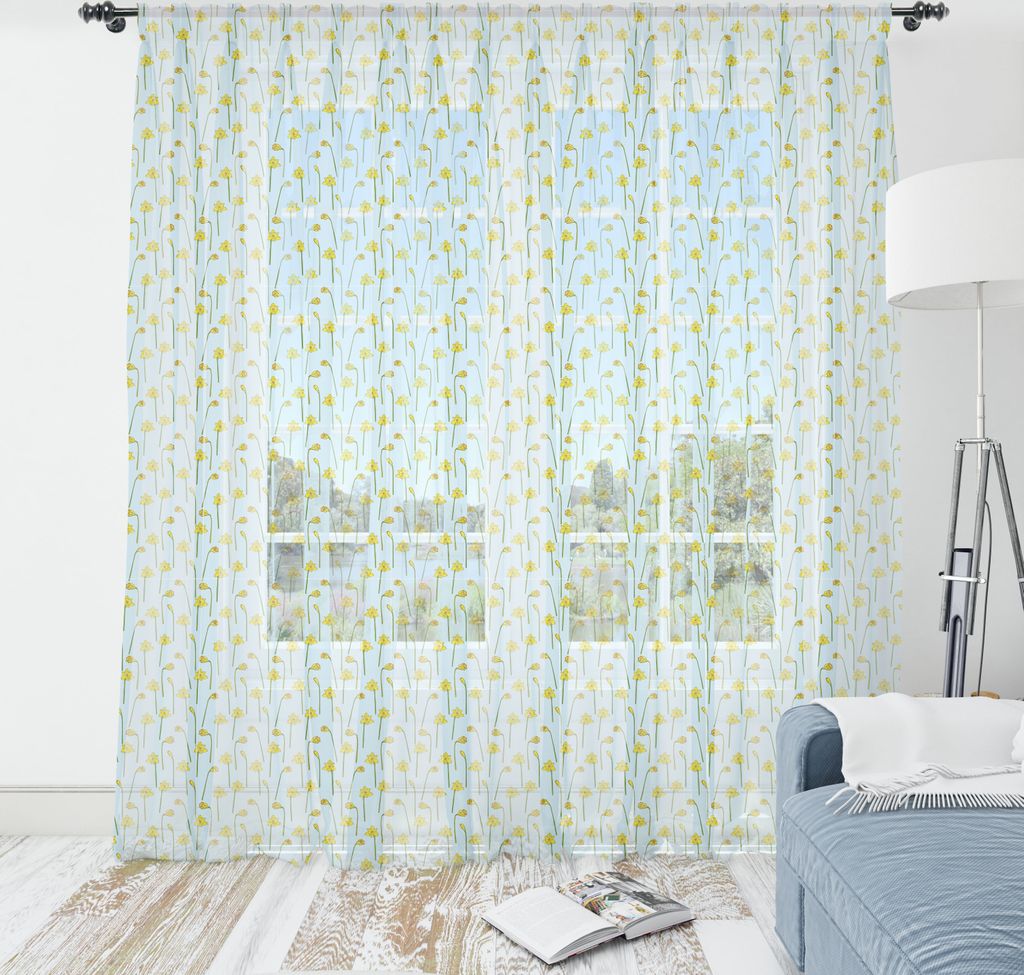 ABAKUHAUS Blume Wandteppich, Künstlerische Einfache Cartoonish Blumenmuster mit süßen Narzissen, Wohnzimmer Schlafzimmer seidiges Satin Wandtuch...