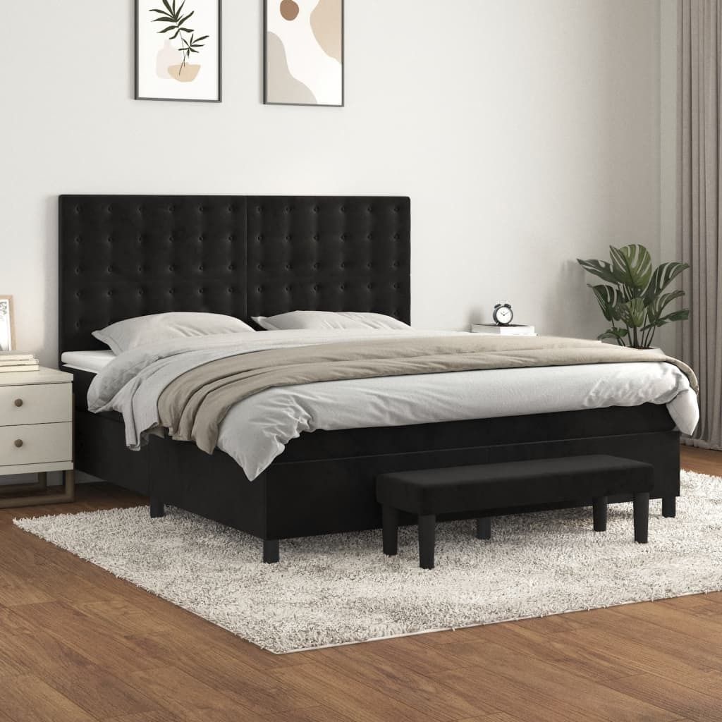 Maison Exclusive - Boxspringbett mit Matratze Schwarz 160x200 cm Samt