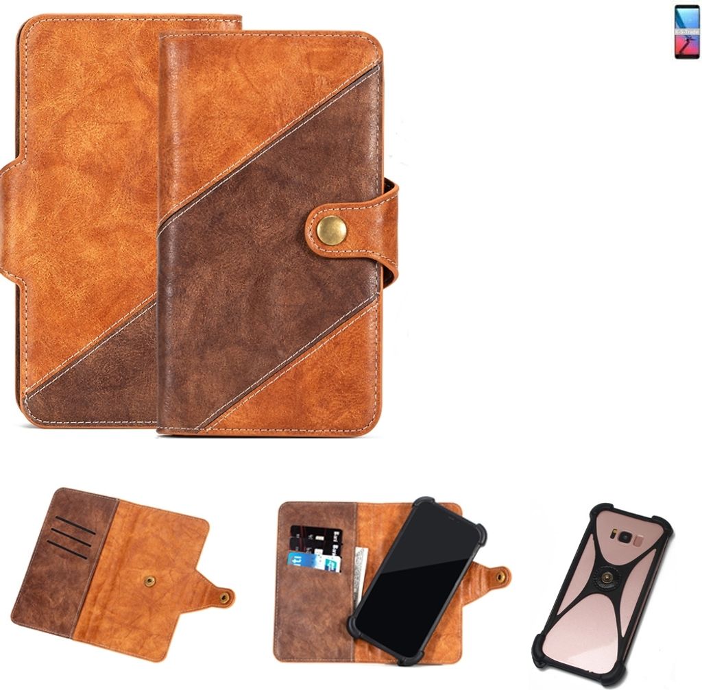 K-S-Trade Handy-Hülle Schutz-Hülle Bookstyle Case Wallet-Case kompatibel mit ZTE Blade V9 Handy Cover Bumper Kantenschutz Smartphone dunkelbraun