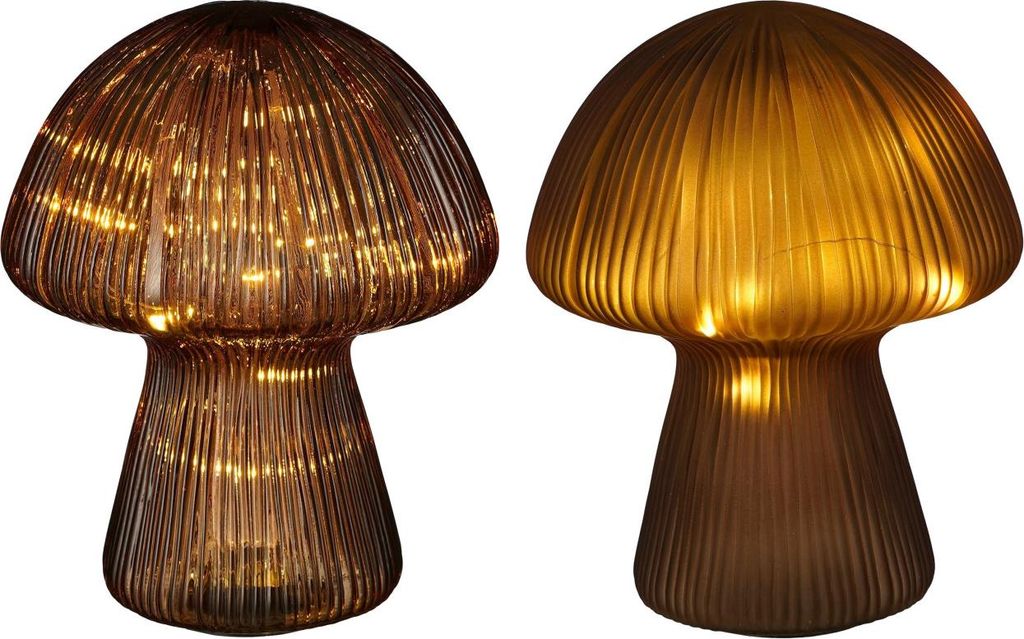 Mica Decorations LED Deko Lampe Glas Pilz Ø 20 x 25 cm Produktbild 