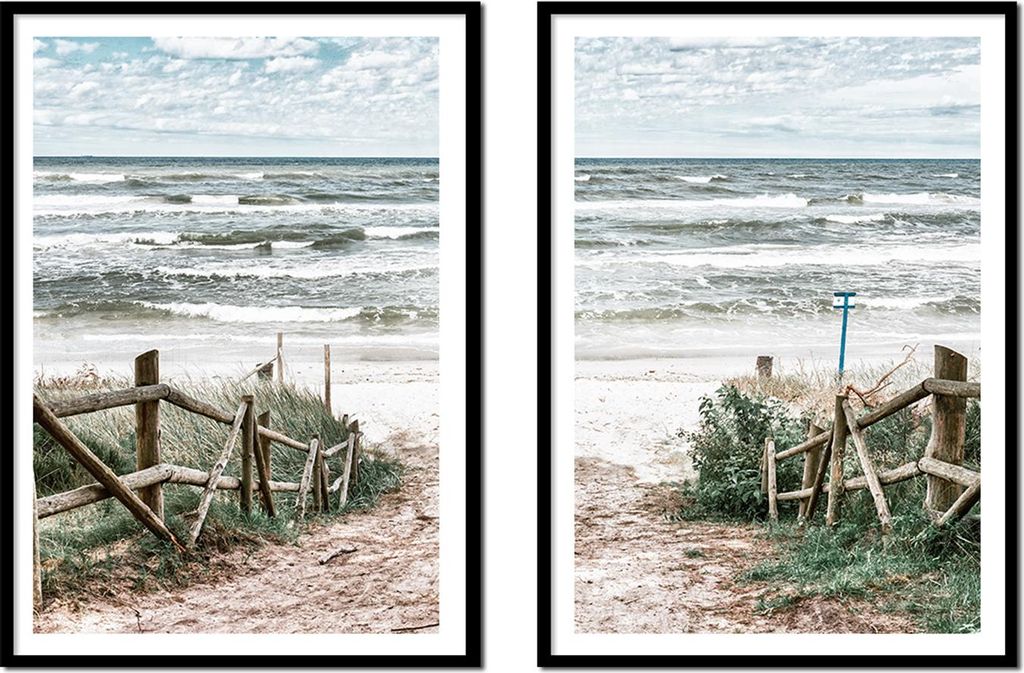 BILDPOSTER V RÁMU 53x73cm Diptych Sada 2 obrazů Boho Pláž Obrázek produktu 