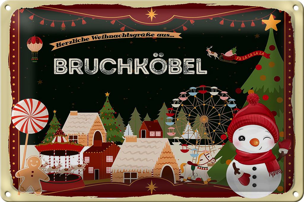 Blechschild Weihnachten Grüße BRUCHKÖBEL 18x12cm
