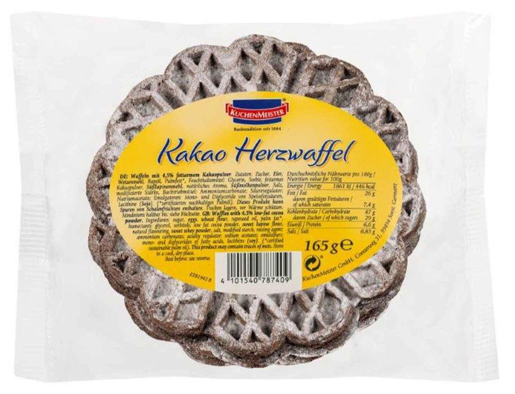 KuchenMeister Herzwaffeln Kakao 165g Produktbild 