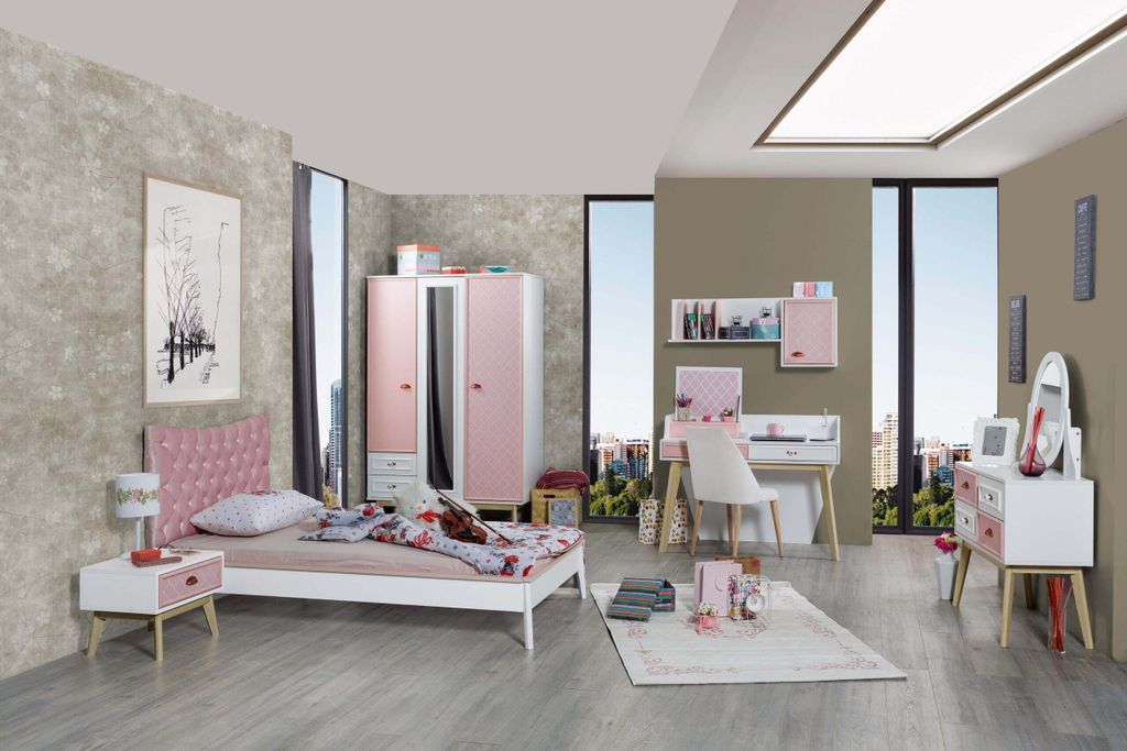 Mädchenzimmer Diane 5 teilig in weiss rosa
