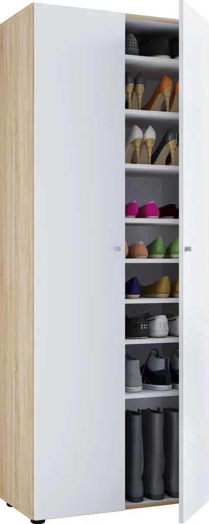 Meuble à chaussures moderne avec 2 portes en bois chêne et blanc