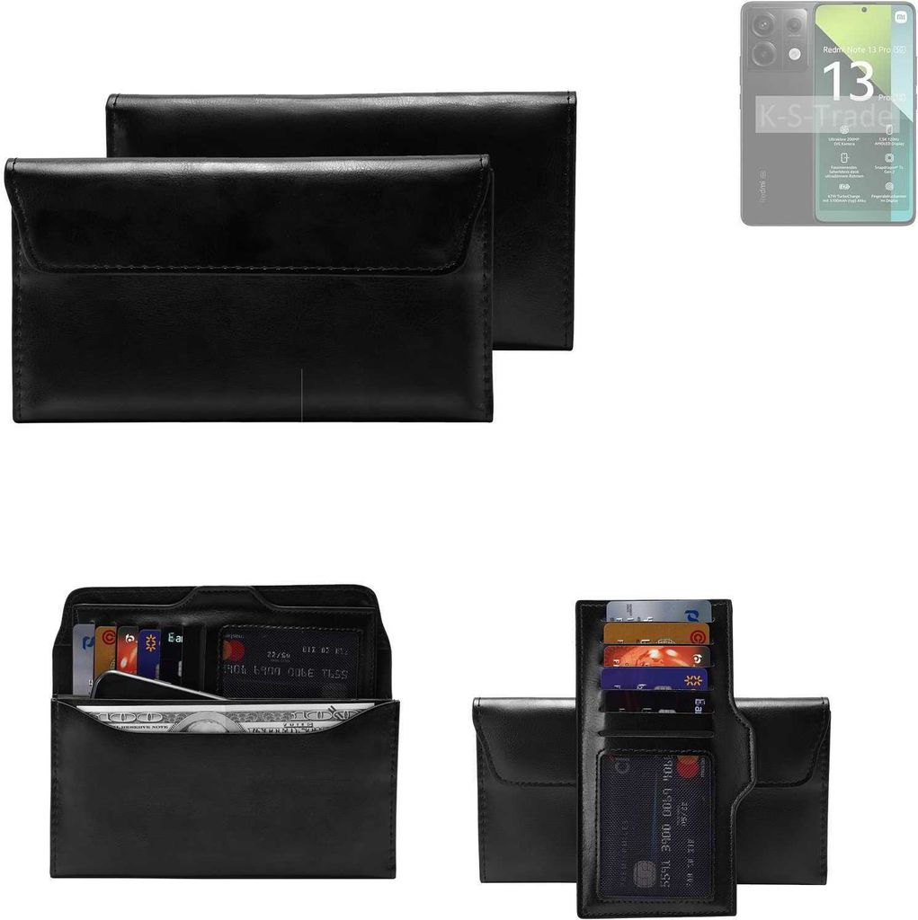 K-S-Trade Handy Hülle kompatibel mit Xiaomi Redmi Note 13 Pro 5G Schutz Hülle Tasche Schutz Case Handytasche Kunstleder schwarz, 1x