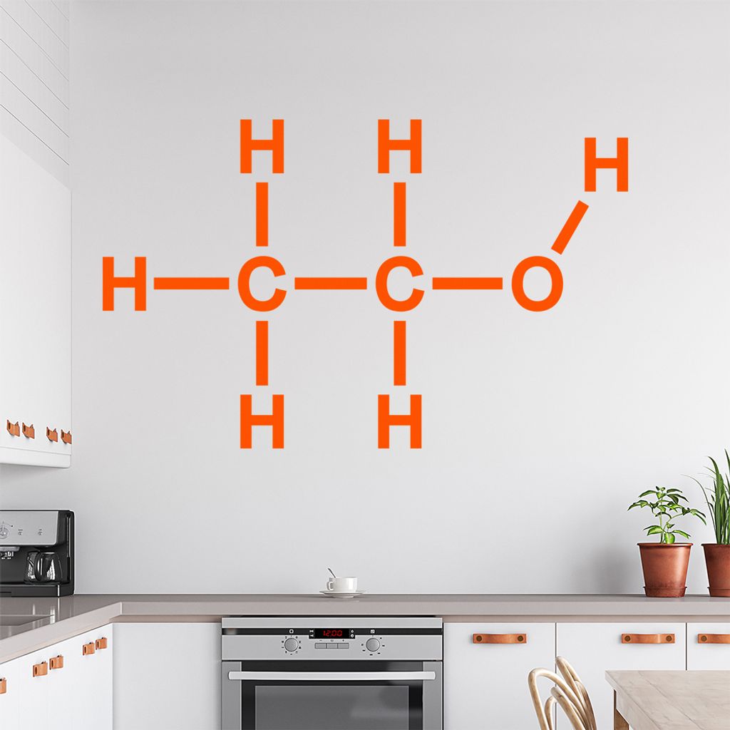 Ethanol Alkohol Äthanol Wandtattoo in 6 Größen - Wandaufkleber Wall Sticker - Dekoration, Küche, Wohnzimmer, Schlafzimmer, Badezimmer