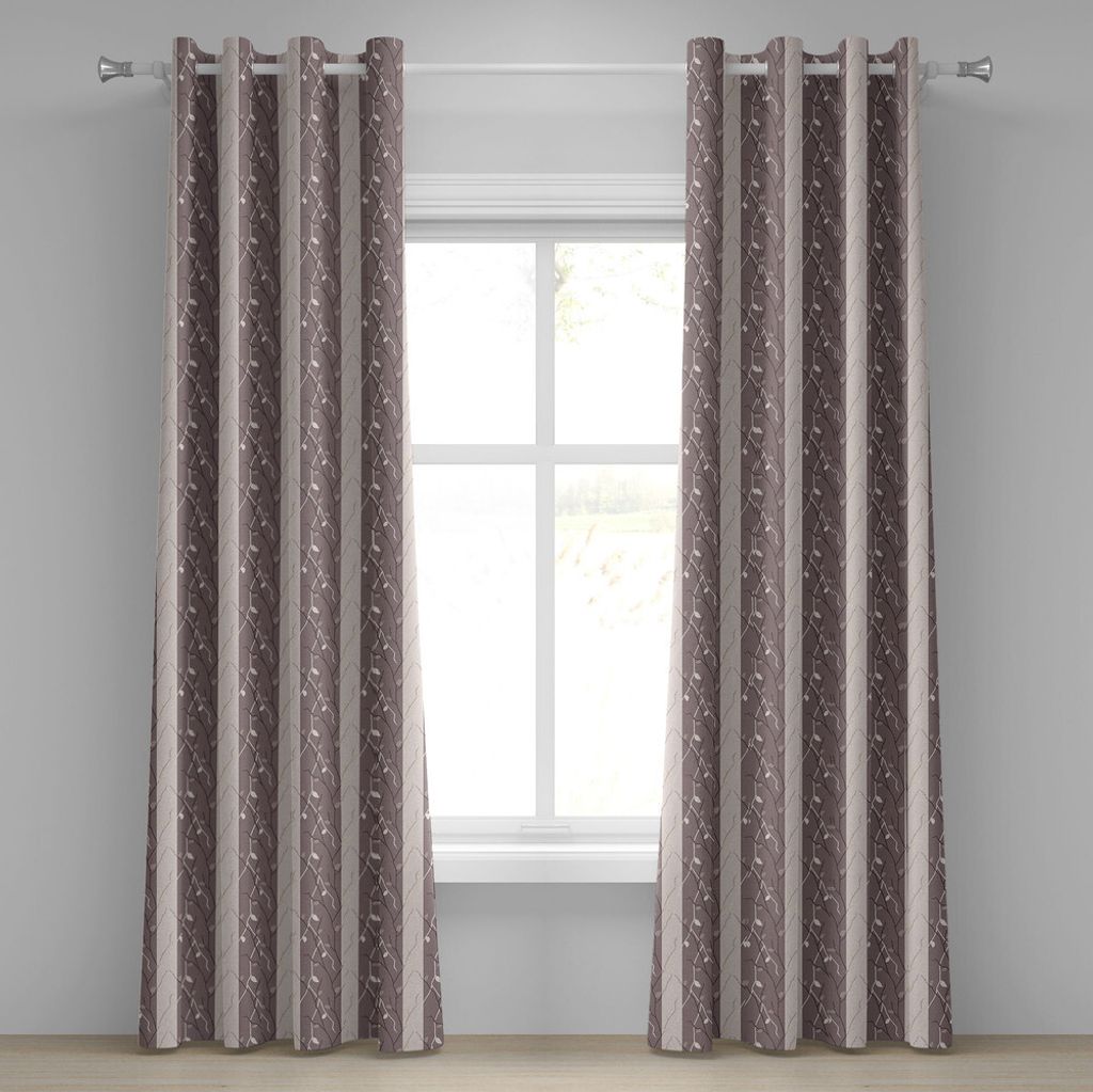 ABAKUHAUS Blumen Ösenvorhang, Earthen tonte den blattlosen Herbst inspirierte Baum-Jahreszeit von Mutter Erde-Thema, Dekorative 2-Panel-Fenstervor...