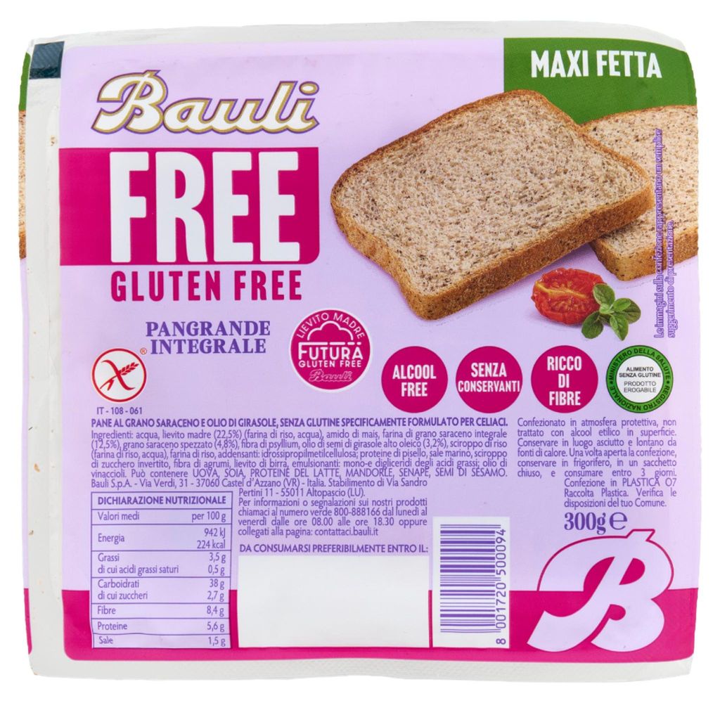 Chleb pełnoziarnisty bezglutenowy Bauli 300 g Zdjęcie produktu 