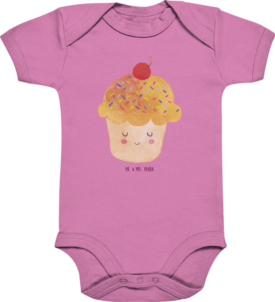 Mr. & Mrs. Panda Babybody Cupcake 1. - 3. Monat - Bubble Gum Pink - Geschenk, Cupcakes, Strampler Baby, Muffin, Küche Deko, Koch, overall, kurzär...