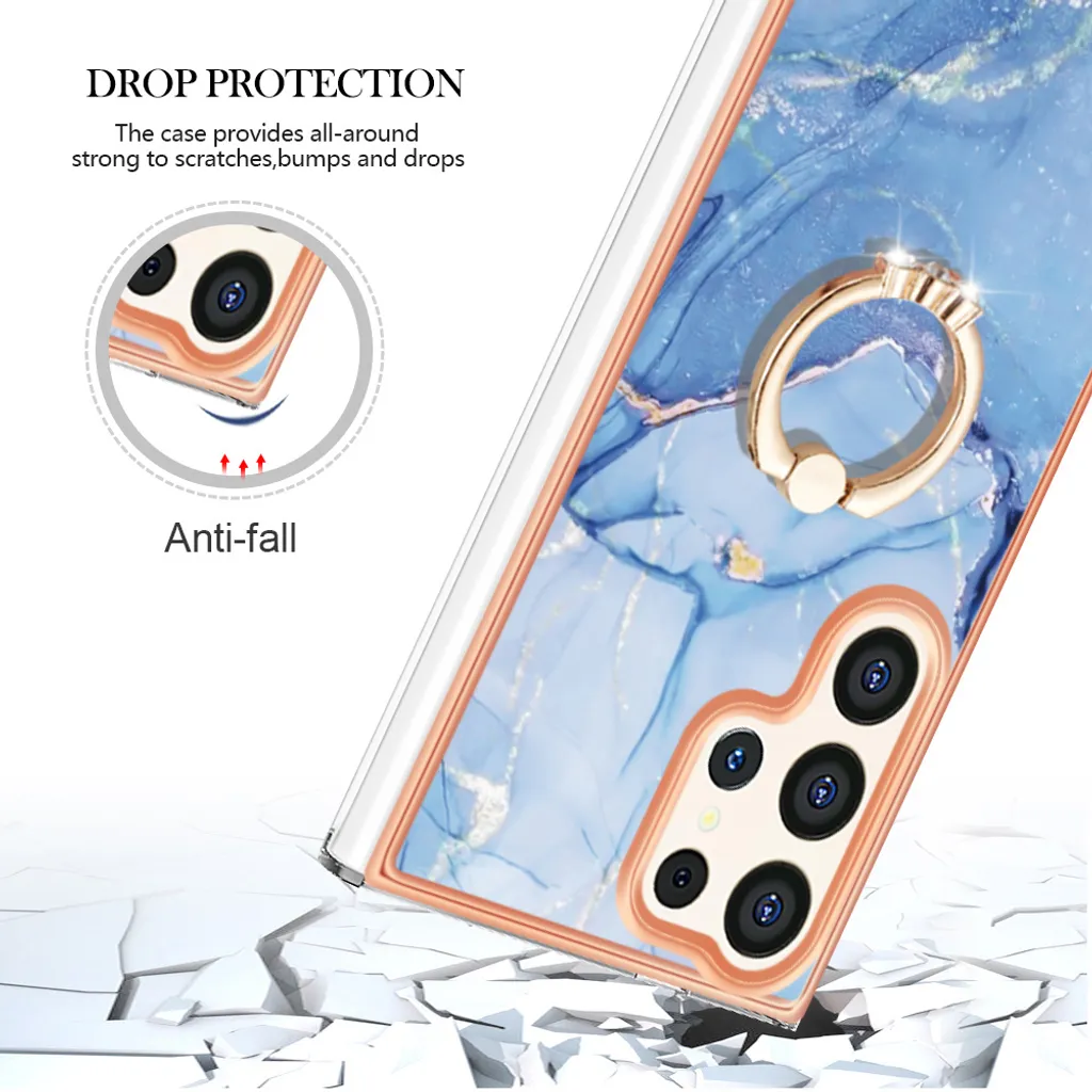 Custodia Samsung S25 Ultra Blu con Anello - Protezione Silicone Antiurto - 5