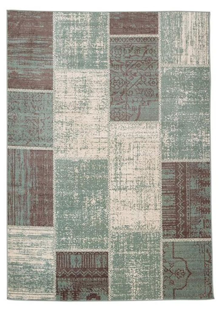 Teppich Vintage - Spring Patchwork Grün Grau Produktbild 