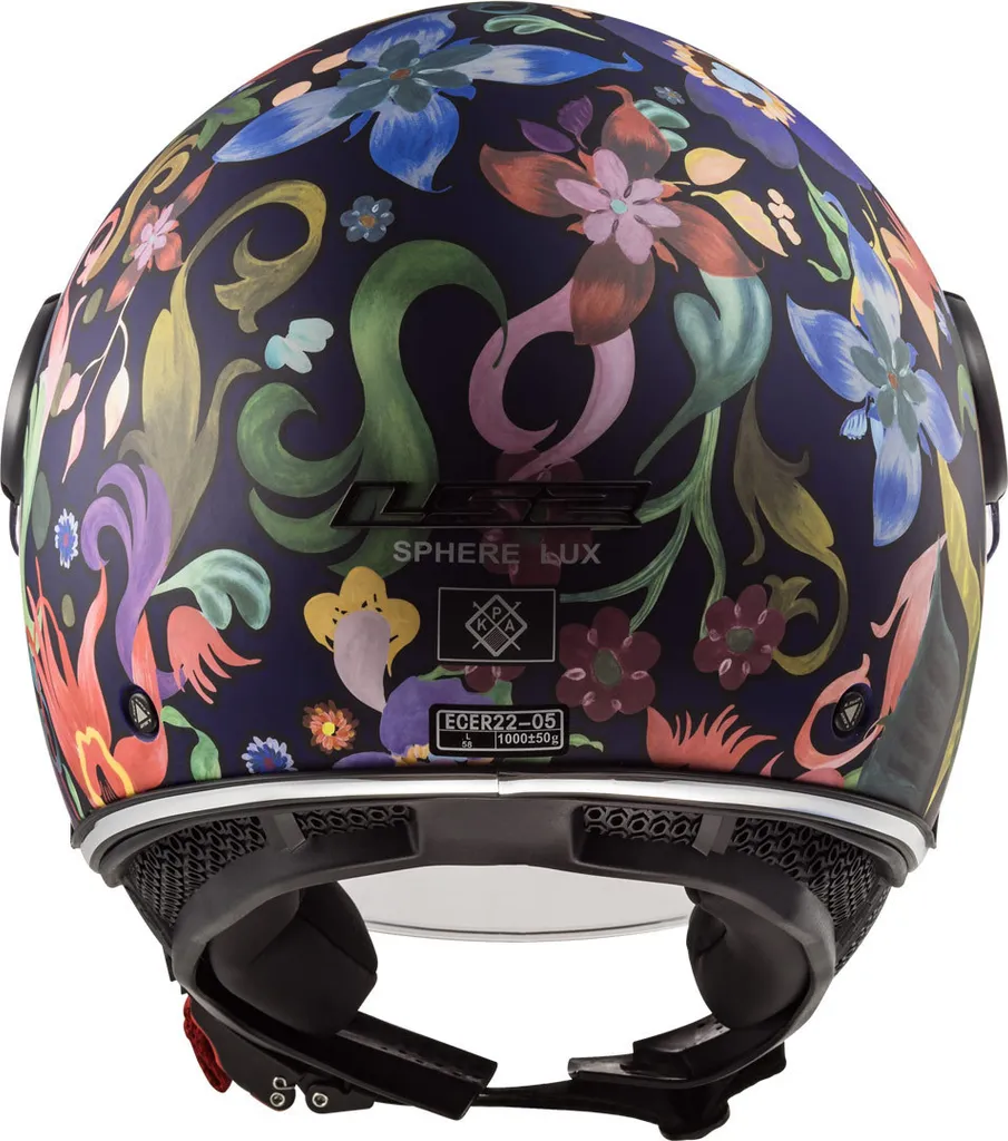 Casque scooter LS2 Sphere Lux Bloom Deco Noir idéal pour la ville