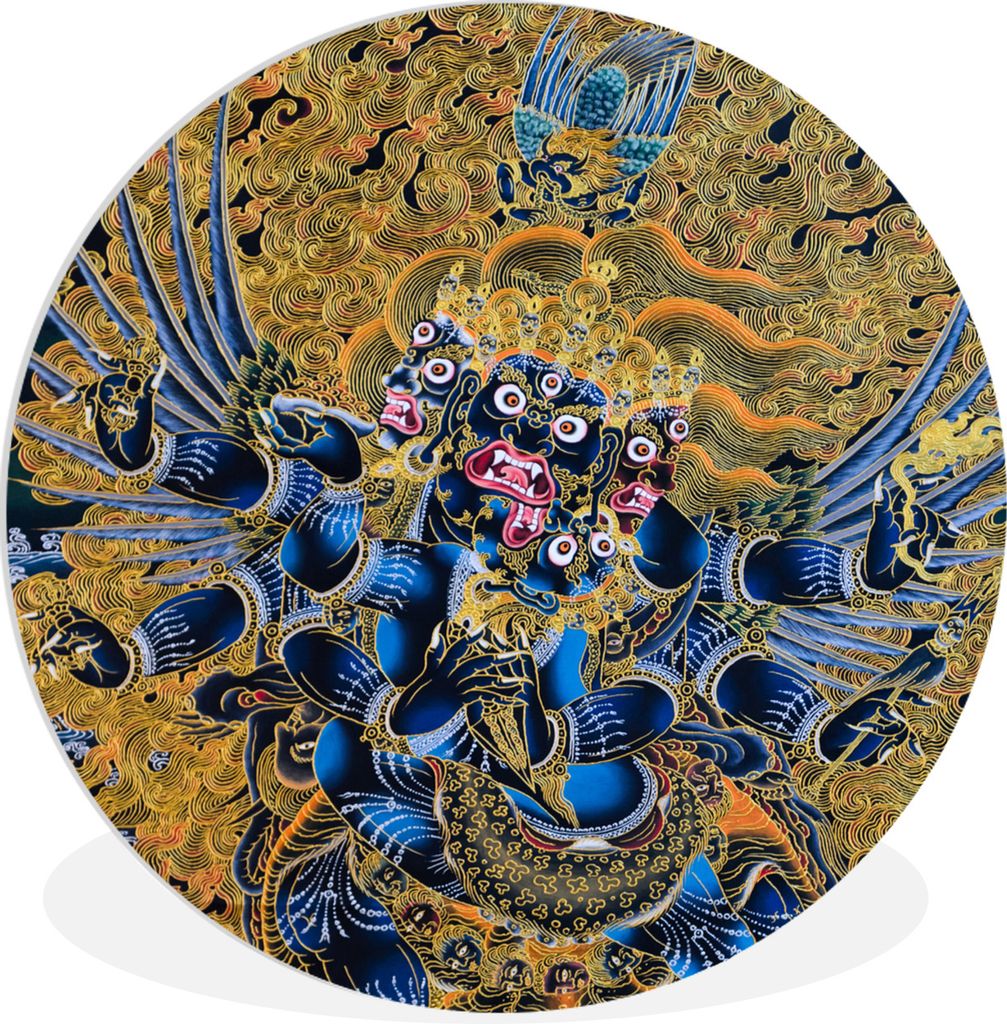 MuchoWow Rundes Wandbild - Runde Bilder Bhutan - Kunst - Kultur Ø 90 cm Kreis Wanddekoration Kunststoff - Wandkreis - Wandschmuck - Wand-Kreis -...
