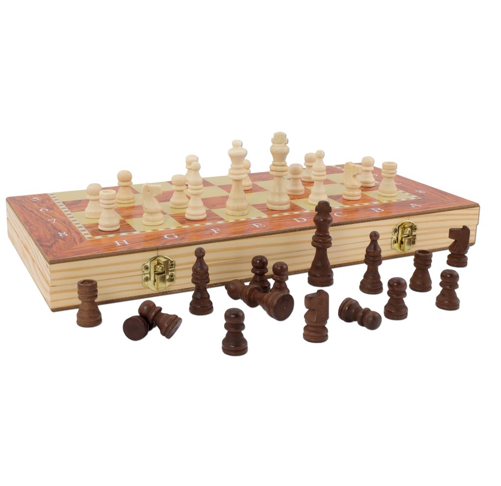 3 in 1 Schach Dame aus Holz Schachspiel inkl Spielfiguren Holz Spielbrett DHL 