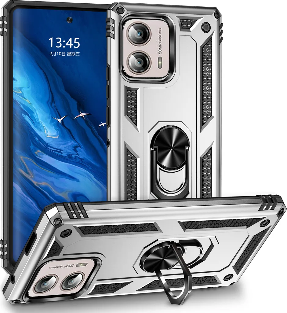 Cover Motorola Edge+ 2023 Robusta Argento - Armor Ring Case 360°