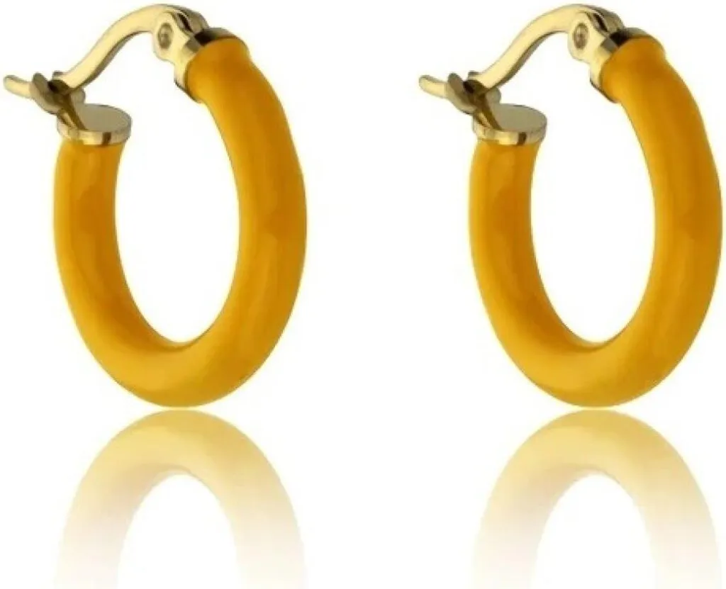 Créoles en émail orange et finition dorée brillante Laura MCE23149G