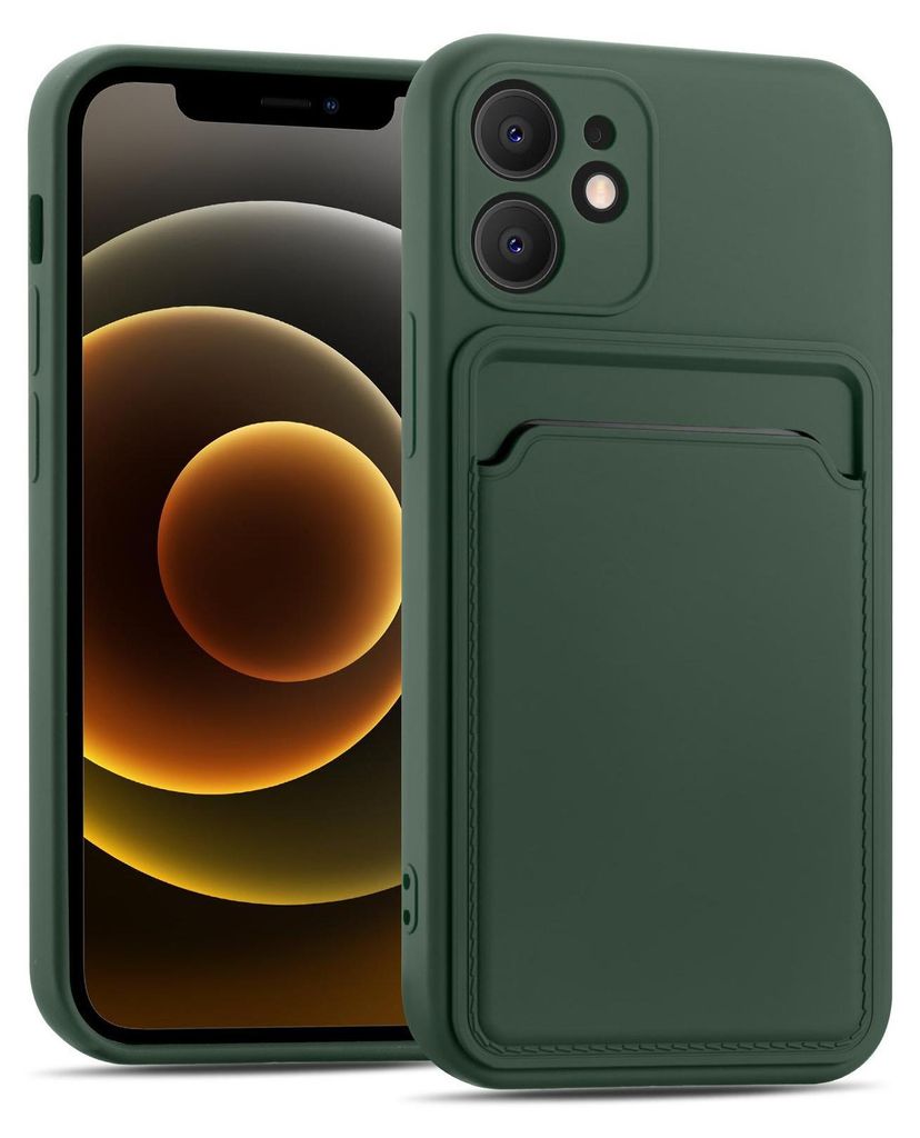 Handyhülle für Apple iPhone 12 Mini Hülle Silikon Schutzhülle mit Kartenfach Slim Wallet Case, Grün