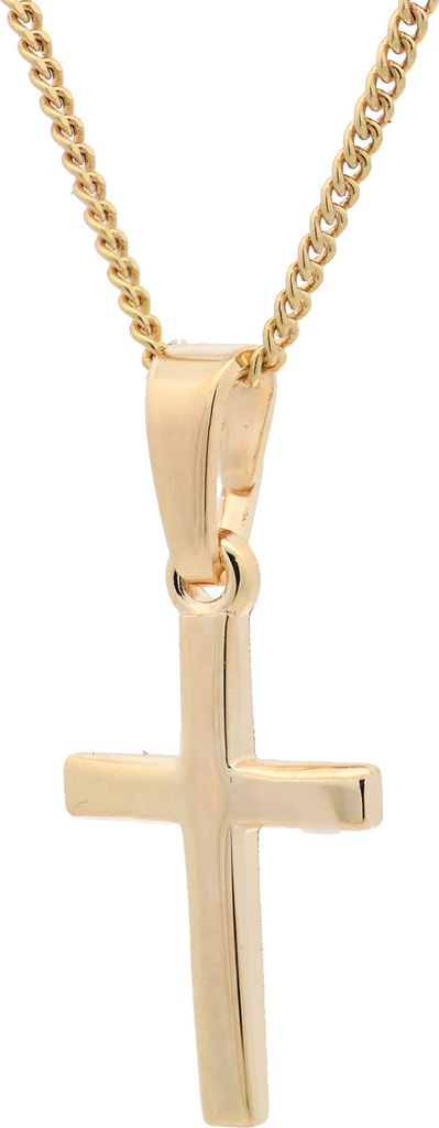 Vergoldete Halskette Kreuz mit Kette Silber vergoldet 36 cm Produktbild 