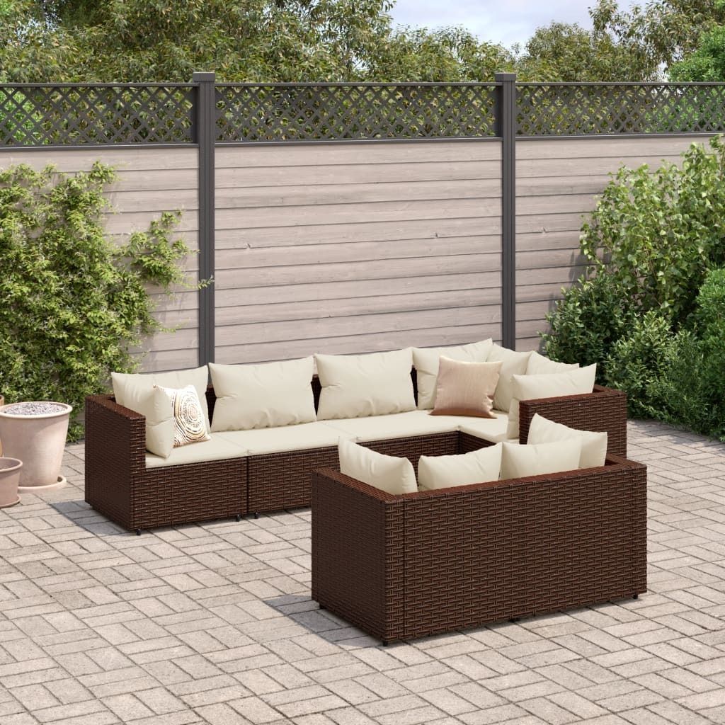 Maison Exclusive - 7-tlg. Garten-Lounge-Set mit Kissen Braun Poly Rattan