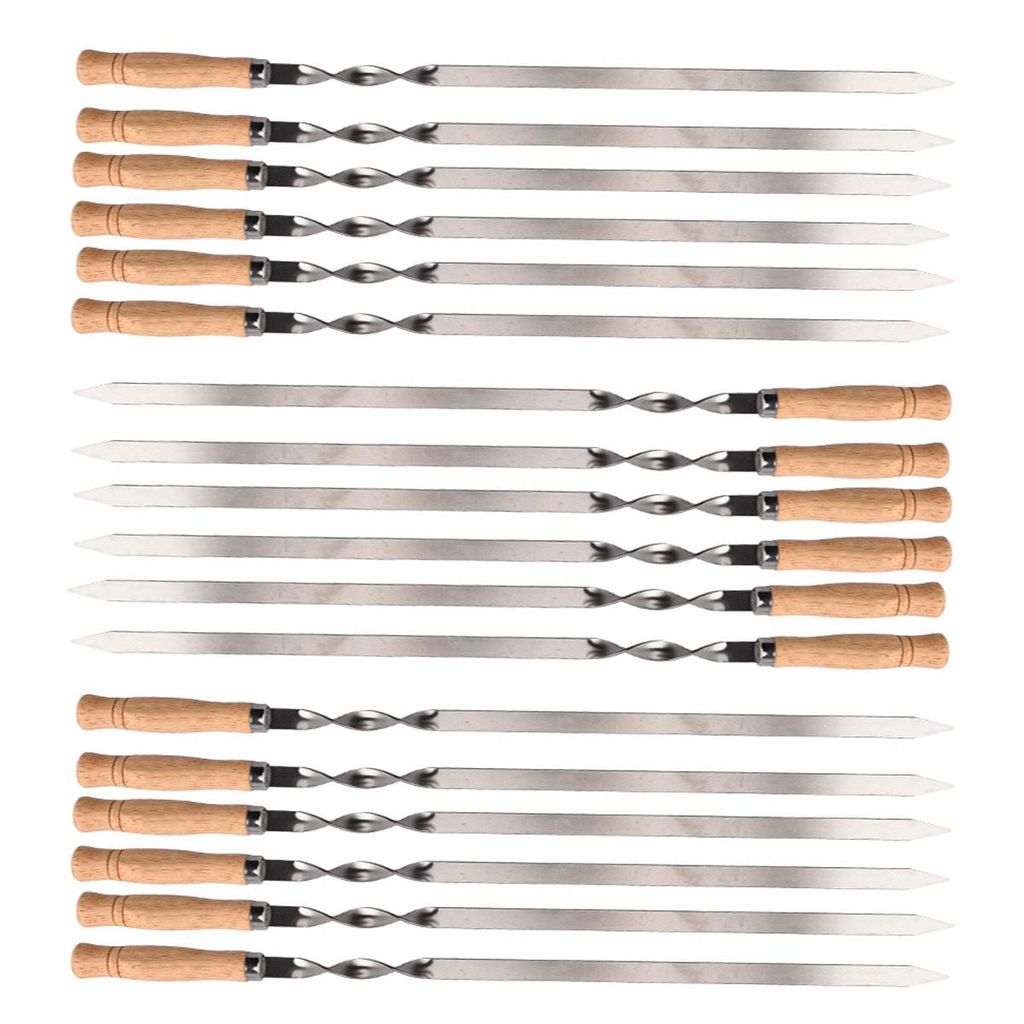 Grillspieße, 15x Kebabspieße 60cm Edelstahl, 2,5mm dick, Fleischspieße Grillspieße mit Holzgriff rostfrei, Schaschlikspieße, Stabil, wiederver...