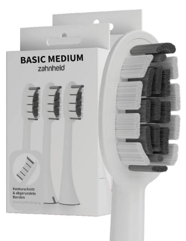 Zahnheld Bürstenkopf Ersatzbürsten Basic Medium - ideal für Produktbild 