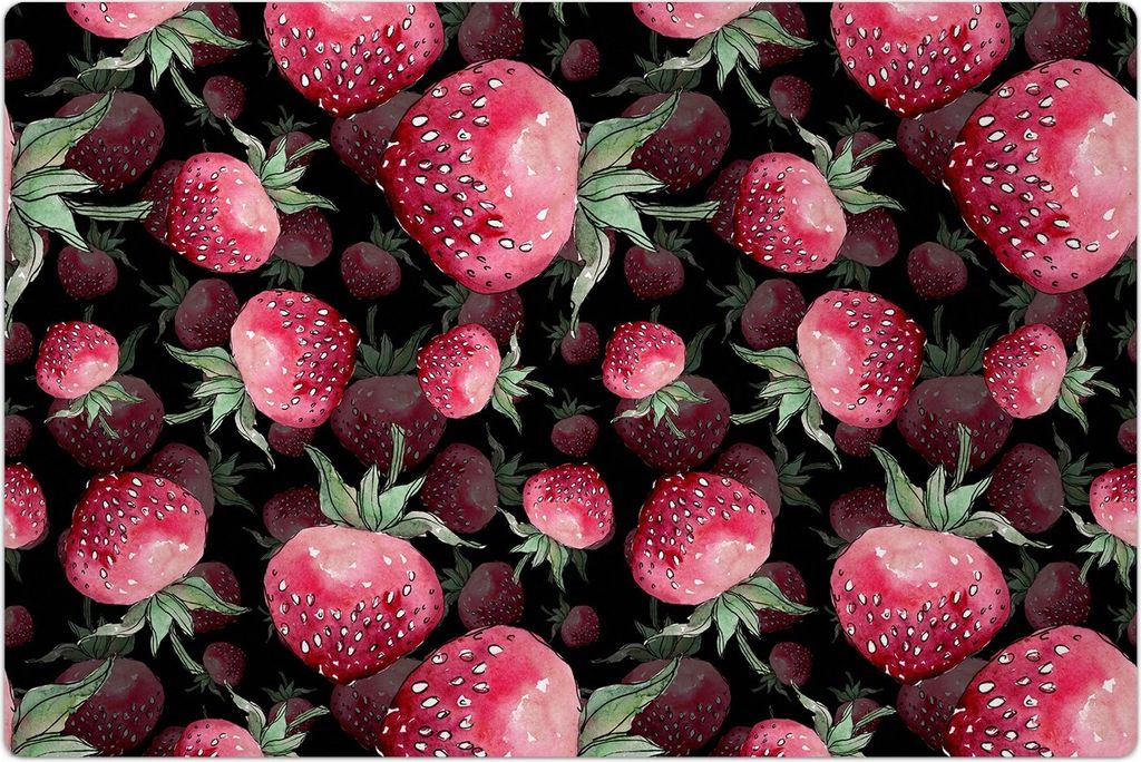 Küchenmatte 80x120 cm Vinylmatte Bodenmatte Dekoration - Erdbeere Obst