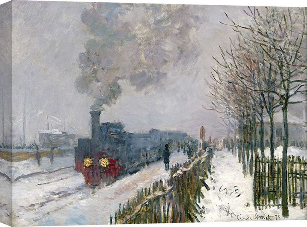Kunstdruck auf Leinwand - Claude Monet, Der Zug im Schnee – 100x70 cm