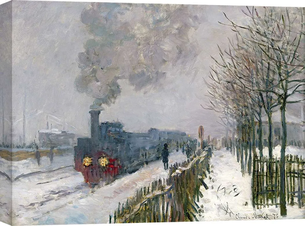 Tableau Claude Monet Le train dans la neige impression sur toile 100x70 cm