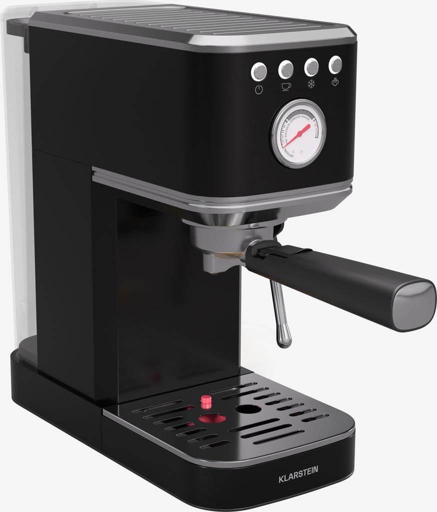 Klarstein SteelPresso Slim Siebträgermaschine – 20 Bar, 1350W, 1,2L Wassertank, Dampfdüse, Edelstahlgehäuse, Kompakt, Einfache Bedienung, Leic...