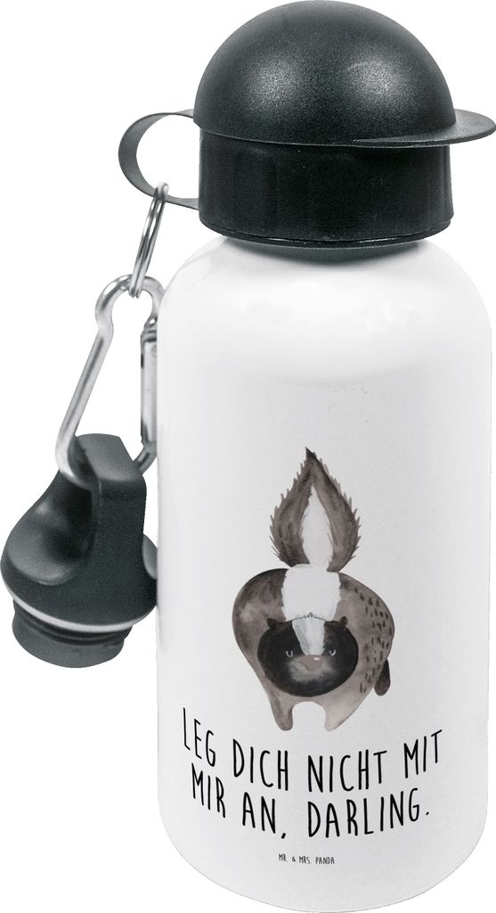 Mr. & Mrs. Panda Wasserflasche Stinktier Angriff - Weiß - Geschenk, Trinkflasche Kinder, Kindergarten, Sportflasche, Raubtier, Getränkeflasche, S...